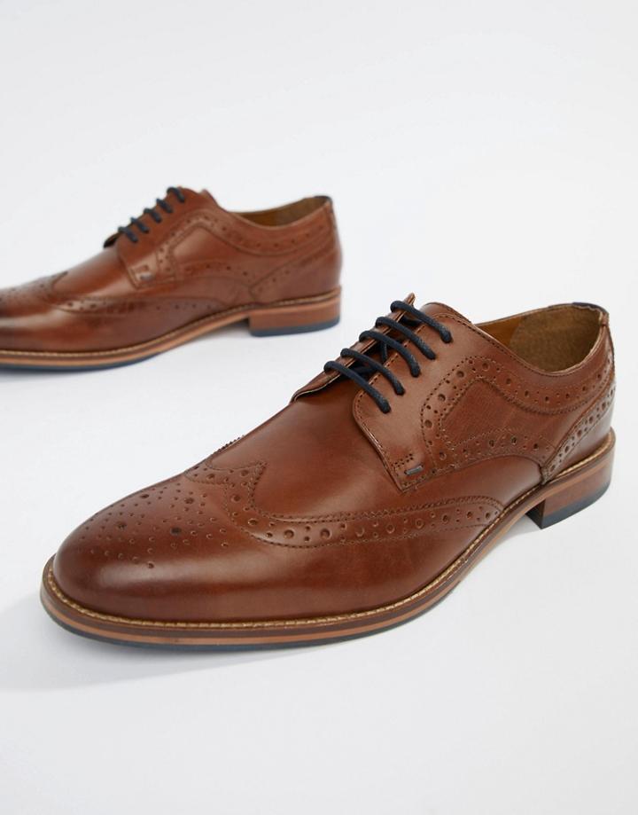 River Island Leather Brogues In Light Brown - Brown