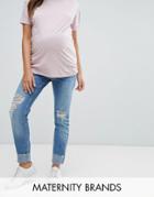 New Look Maternity Over Bump Turn Up Jeans - Blue