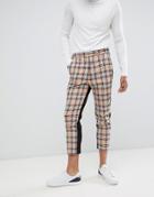 Asos Design Tapered Suit Pants In Camel Check - Beige