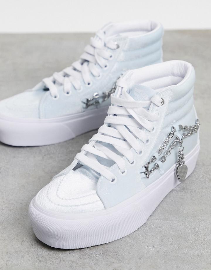 Vans Sk8-hi Platform Chain Sneakers In Light Blue-blues