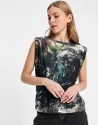 Allsaints Coni Tank In Valhalla Print-green