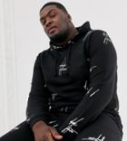 Asos Design Plus Two-piece Hoodie With All Over Dark Future Logo Print In Black - Black