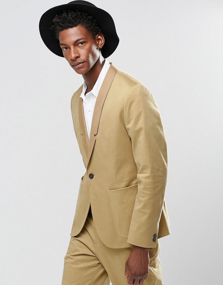 Religion Straight Blazer In Cotton In Camel - Camel