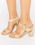 Truffle Colleciton Embroidery Heel Sandal - Beige