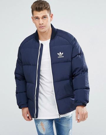 Adidas Originals Superstar Down Jacket In Navy Br4806 - Navy
