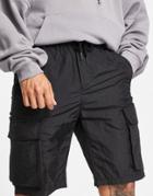 Only & Sons Cargo Shorts In Black Nylon
