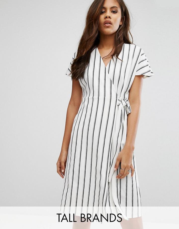Vero Moda Tall Wrap Stripe Tea Dress - Multi