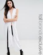 Noisy May Tall Sleeveless Knot Front Longline Top - White
