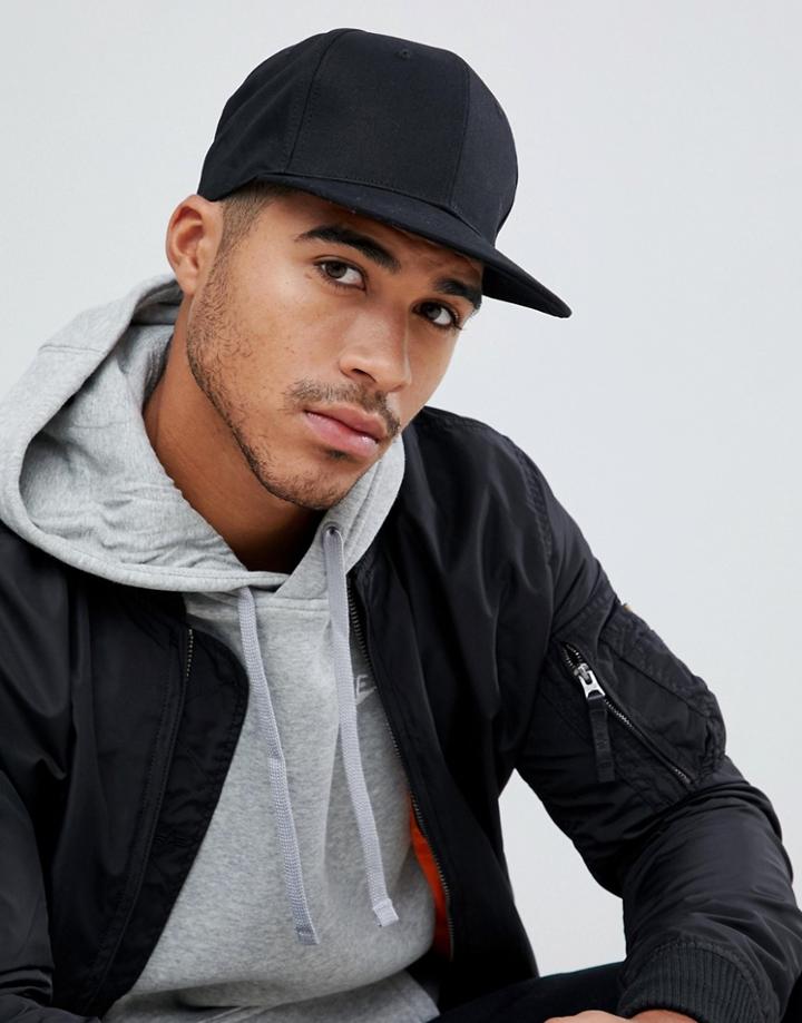 Asos Design Snapback Cap In Black - Black