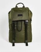Consigned Double Clip Backpack In Khaki-green