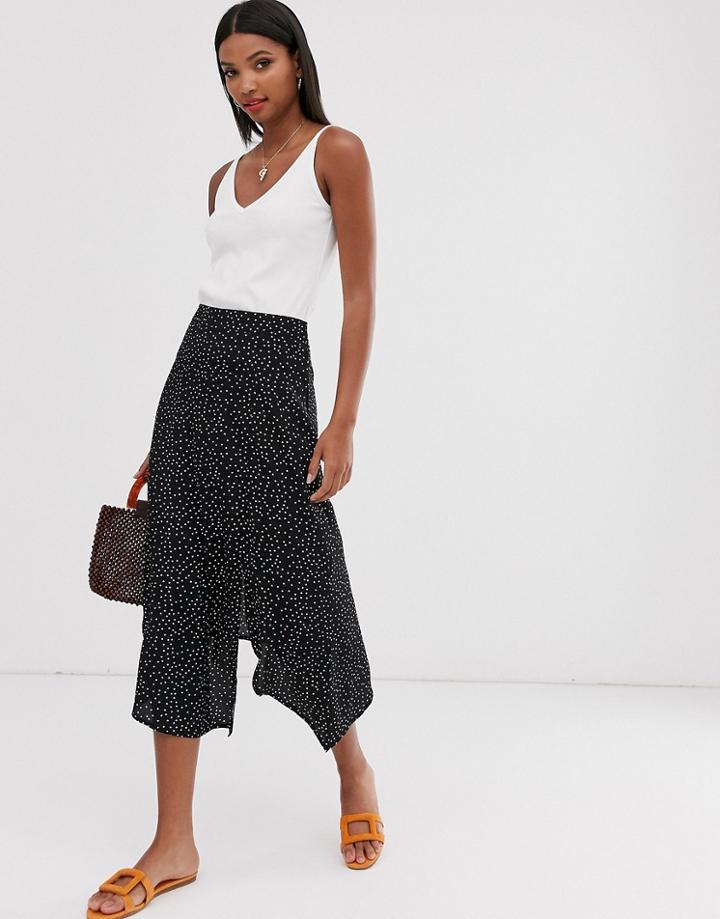 Ax Paris Heart Print Midi Skirt-black