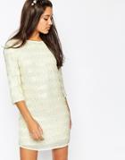 Asos Linear Sequin Mini Shift Dress - White