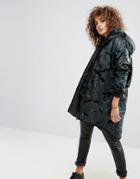 G-star Street Padded Camo Print Parka With Bag - Gray