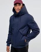 Asos Hooded Jacket With Fleece Hood In Navy - Navy