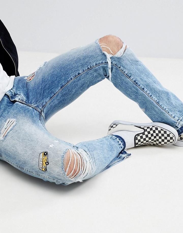 Wrangler Boyton Tapered Jeans With Vintage Badge Detail - Blue