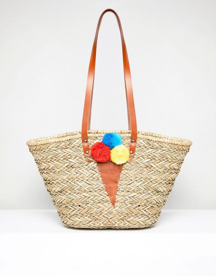 Vincent Pradier Ice Cream Pom Pom Structured Beach Bags - Multi