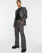 Asos Design Flared Suit Pants In Brushed Gray