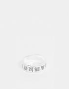 Asos Design Band Ring With Butterfly Design In Silver Tone