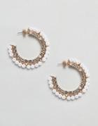 Monki Pearl Mini Hoop Earrings In Gold - Gold