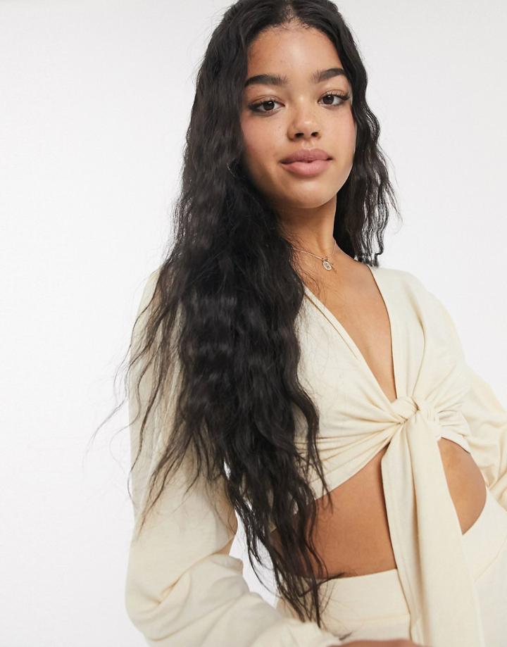 Unique 21 Tie Front Top-cream