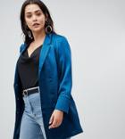 Vero Moda Curve Double Breasted Long Line Blazer - Blue