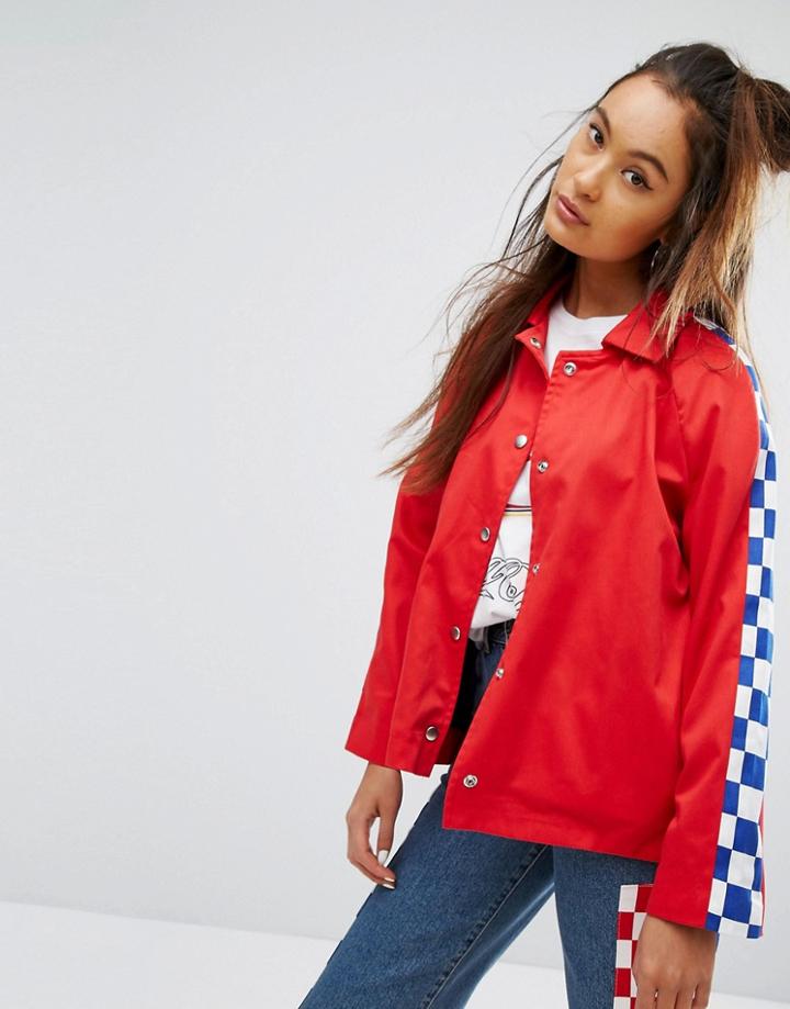 The Ragged Priest Coach Jacket With Checkerboard - Red