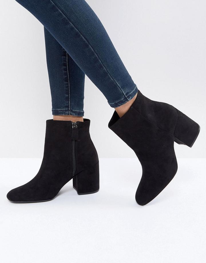 Bershka Suedette High Heeled Boot - Black