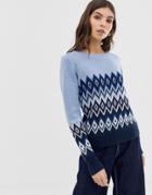 Oasis Fairisle Sweater In Blue - Blue