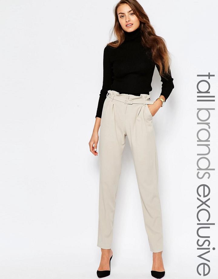 Alter Tall Frill High Waist Belted Pant - Camel