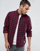 Penfield Corey Check Shirt Buttondown Flannel Regular Fit In Red - Red