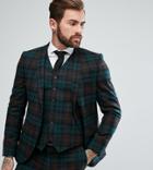 Heart & Dagger Slim Suit Jacket In Plaid - Green