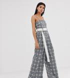 Collusion Tall Check Wide Leg Jumpsuit With Belt-multi