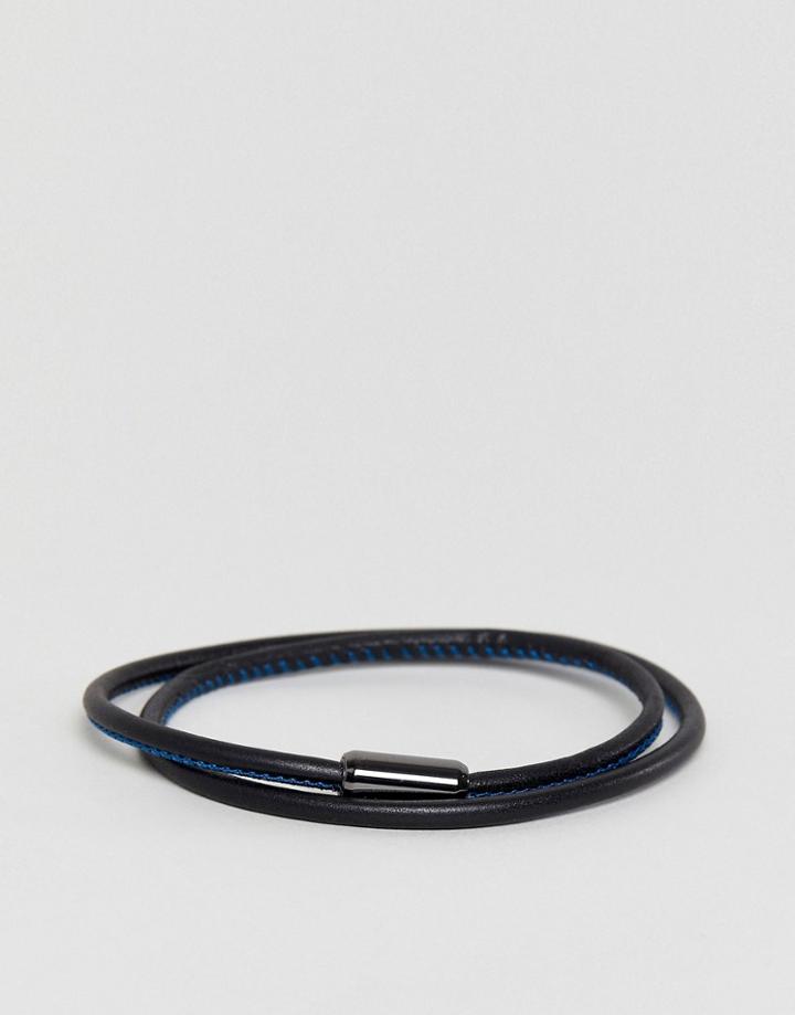 Hugo Rope Tie Bracelet Logo Clasp In Blue - Blue