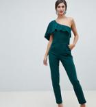 City Goddess Tall One Sleeve Wide Leg Jumpsuit-green