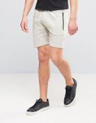 D-struct Ribbed Jogger Jersey Shorts - Stone