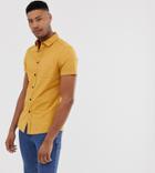 Asos Design Tall Slim Fit Casual Oxford Shirt In Mustard - Yellow