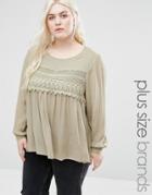 Koko Plus Top With Crochet Trim - Green