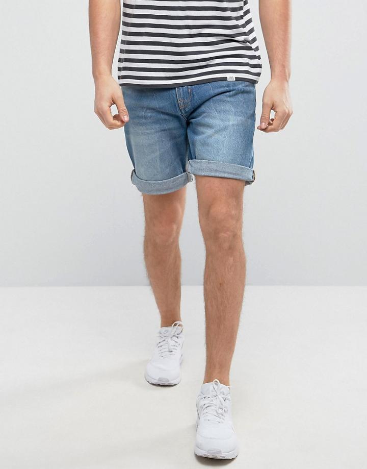 Pull & Bear Regular Fit Denim Shorts In Dark Wash - Blue