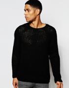 Asos Sweater In Open Mesh - Black