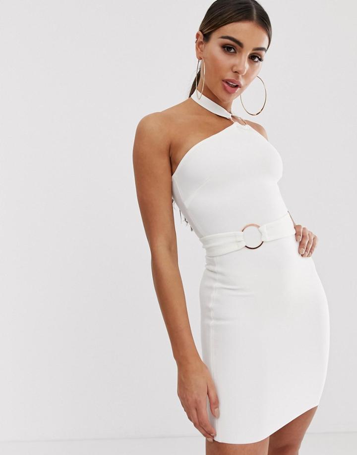 The Girlcode Bandage Dress With Ring Detail In White