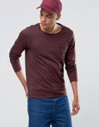 Selected Homme Long Sleeve Top With Raw Edge - Burgandy