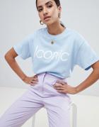 Prettylittlething Iconic Slogan T-shirt - Blue