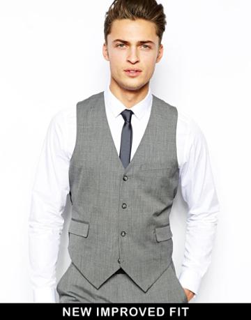 Asos Slim Fit Vest In Gray