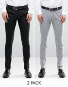 Asos 2 Pack Super Skinny Pants In Black And Gray - Multi