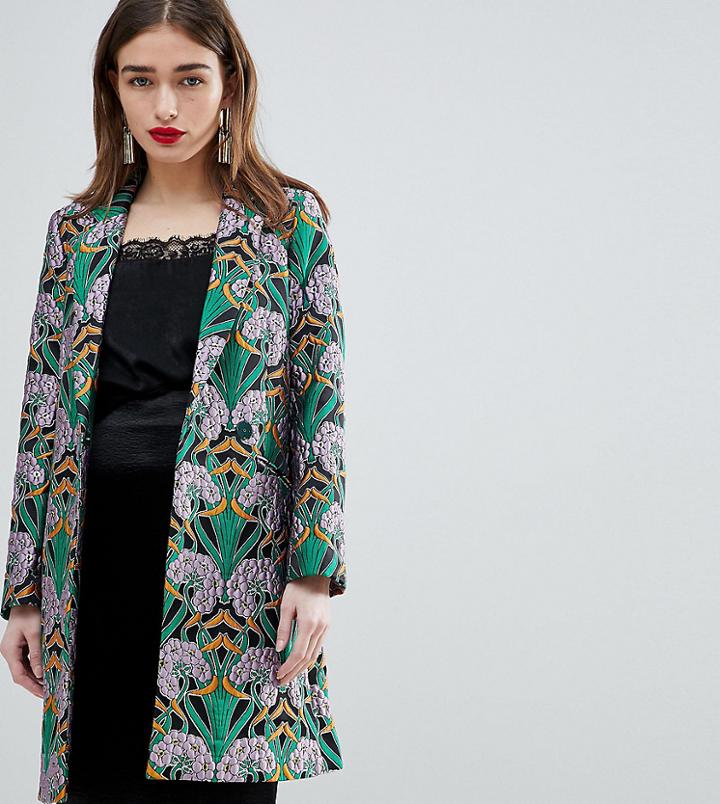 Asos Petite Jacquard Slim Coat - Multi