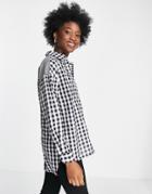 Pieces Long Sleeve Shirt In Black & White Mixed Check-multi