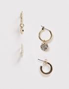 Pieces Pearl Studded Mini Hoop Multi Pack-gold