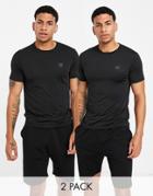 Threadbare Active 2 Pack Training T-shirts In Black