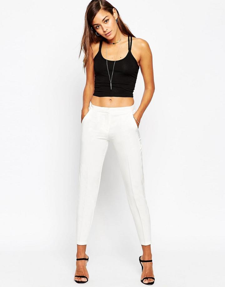 Asos Tuxedo Ankle Grazer Cigarette Pant - White