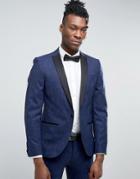 Noose & Monkey Super Skinny Tuxedo Suit Jacket In Paisley - Blue